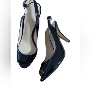 Enzo Angiolini Black Peep-Toe patent leather Heels size 6